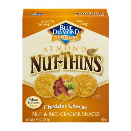 Blue Diamond Almonds Almond Nut-Thins Nut & Rice Cracker Snacks Cheddar Cheese